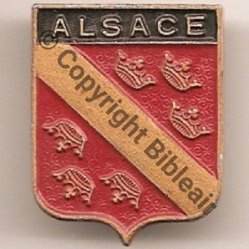 BLASON ALSACE A.AUGIS LYON Alu peint Griffes Dos granuleux 20x24mm ALSACE sur tte la largeur  et sur fond noir contrairement au GC3.2  Sc.vendelogne 30Eur09.09